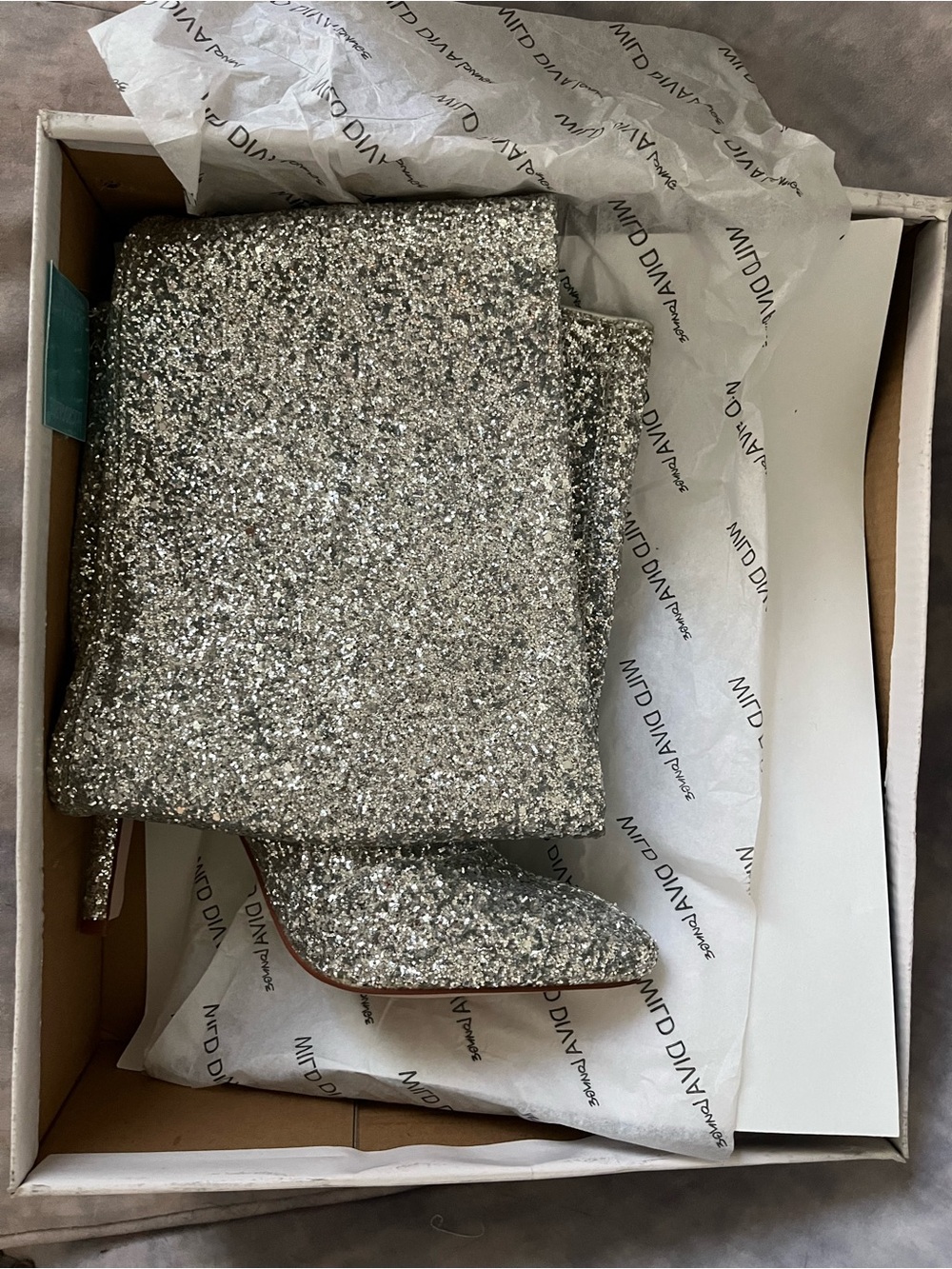 Glitter Over-the-Knee Stiletto Boots - Silver - Picture 6 of 6